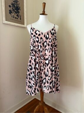 Peach Love California Pink Leopard Print Spaghetti Strap Dress